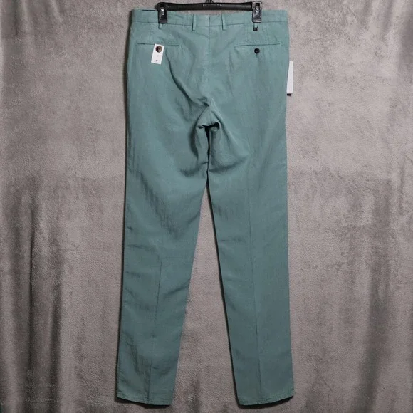 PT Torino Pants Mens 36x36 Green Slim Fit Cotton Linen Dress Casual Chinos